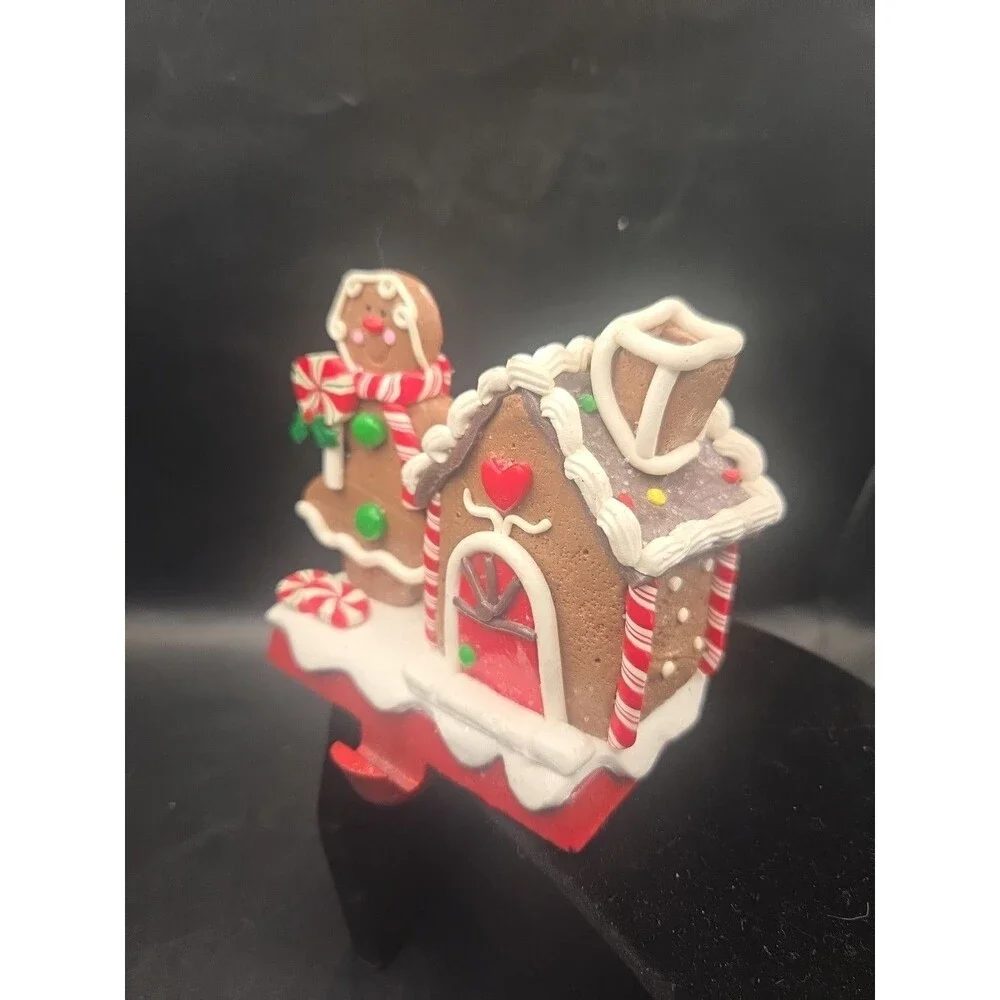 Gingerbread House w Gingerbread Girl Christmas Stocking  Hanger  Cast Iron Base